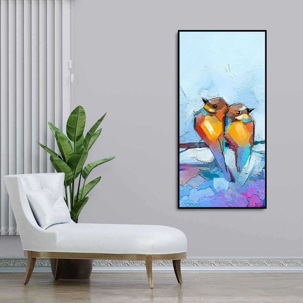 Beautiful Couple Birds Premium Canvas Wall Painting - Decor Smart