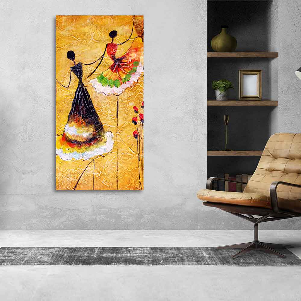 Beautiful Dancing Beauties Warli Art Wall Painting for Living Room - Decor Smart