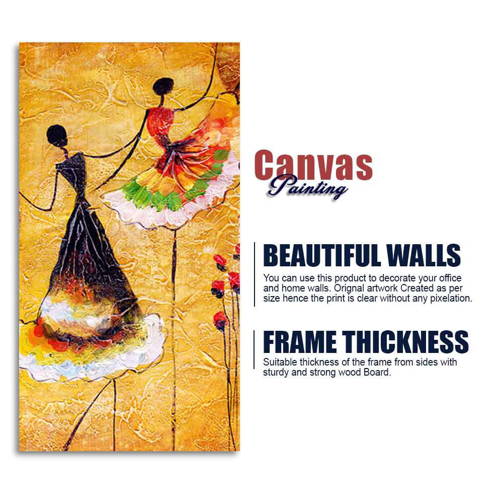 Beautiful Dancing Beauties Warli Art Wall Painting for Living Room - Decor Smart