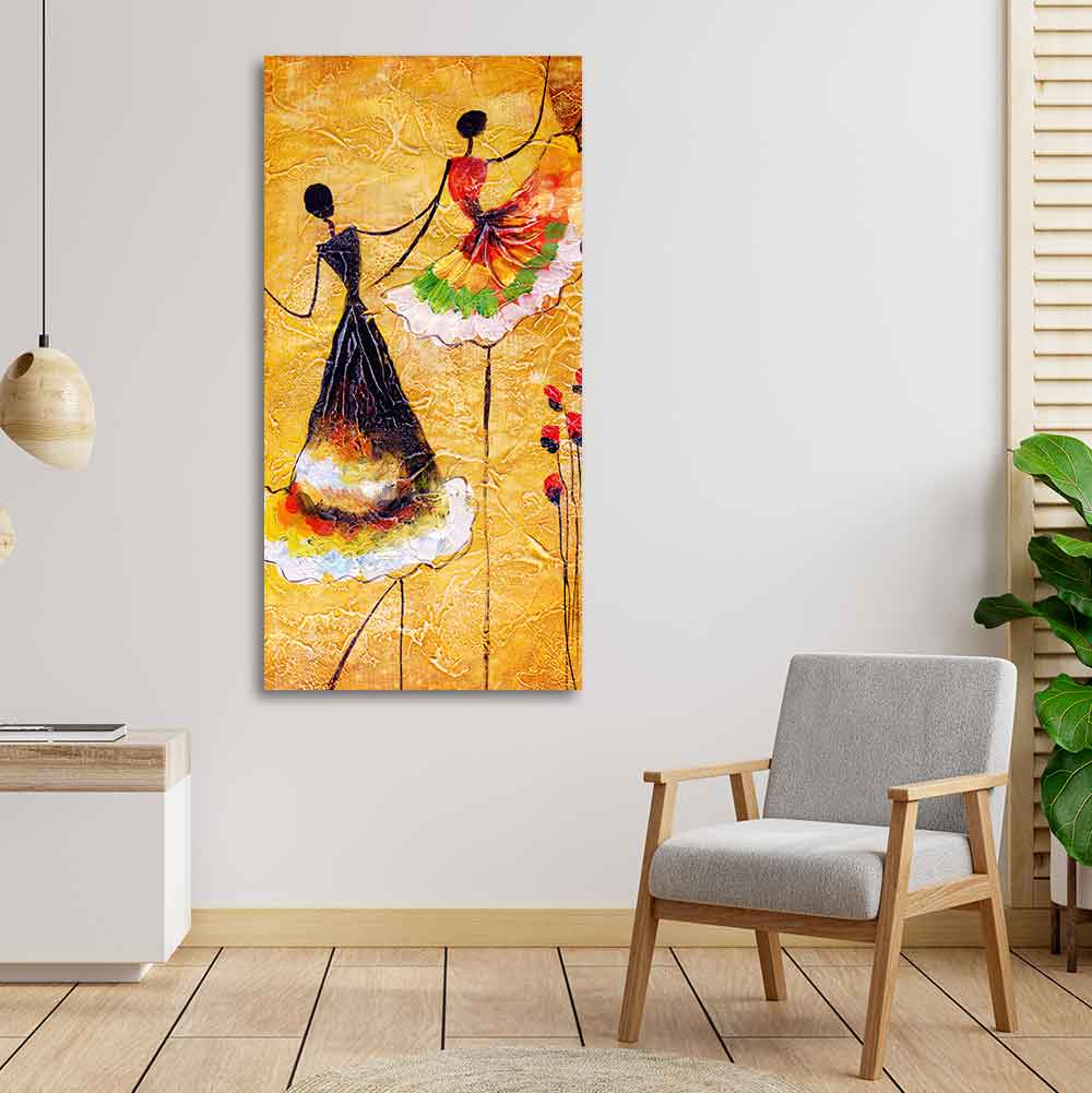 Beautiful Dancing Beauties Warli Art Wall Painting for Living Room - Decor Smart