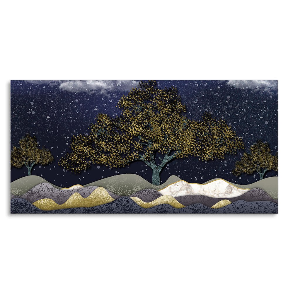 Beautiful Dark Blue Snowy Background Canvas Wall Painting - Decor Smart