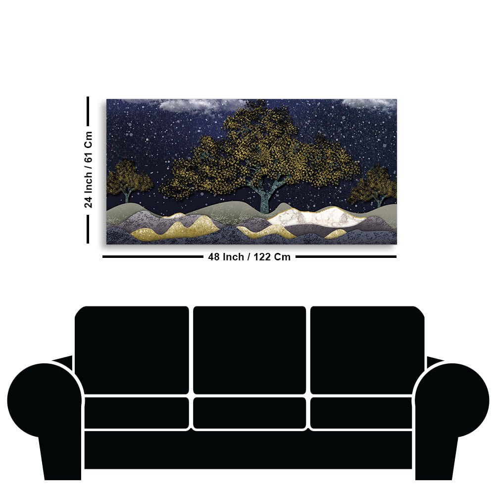 Beautiful Dark Blue Snowy Background Canvas Wall Painting - Decor Smart