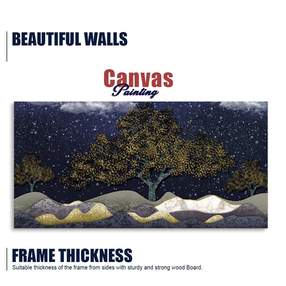 Beautiful Dark Blue Snowy Background Canvas Wall Painting - Decor Smart