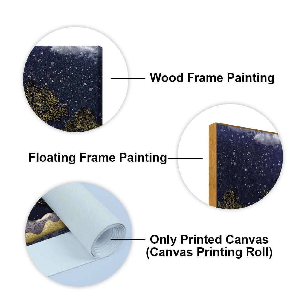 Beautiful Dark Blue Snowy Background Canvas Wall Painting - Decor Smart