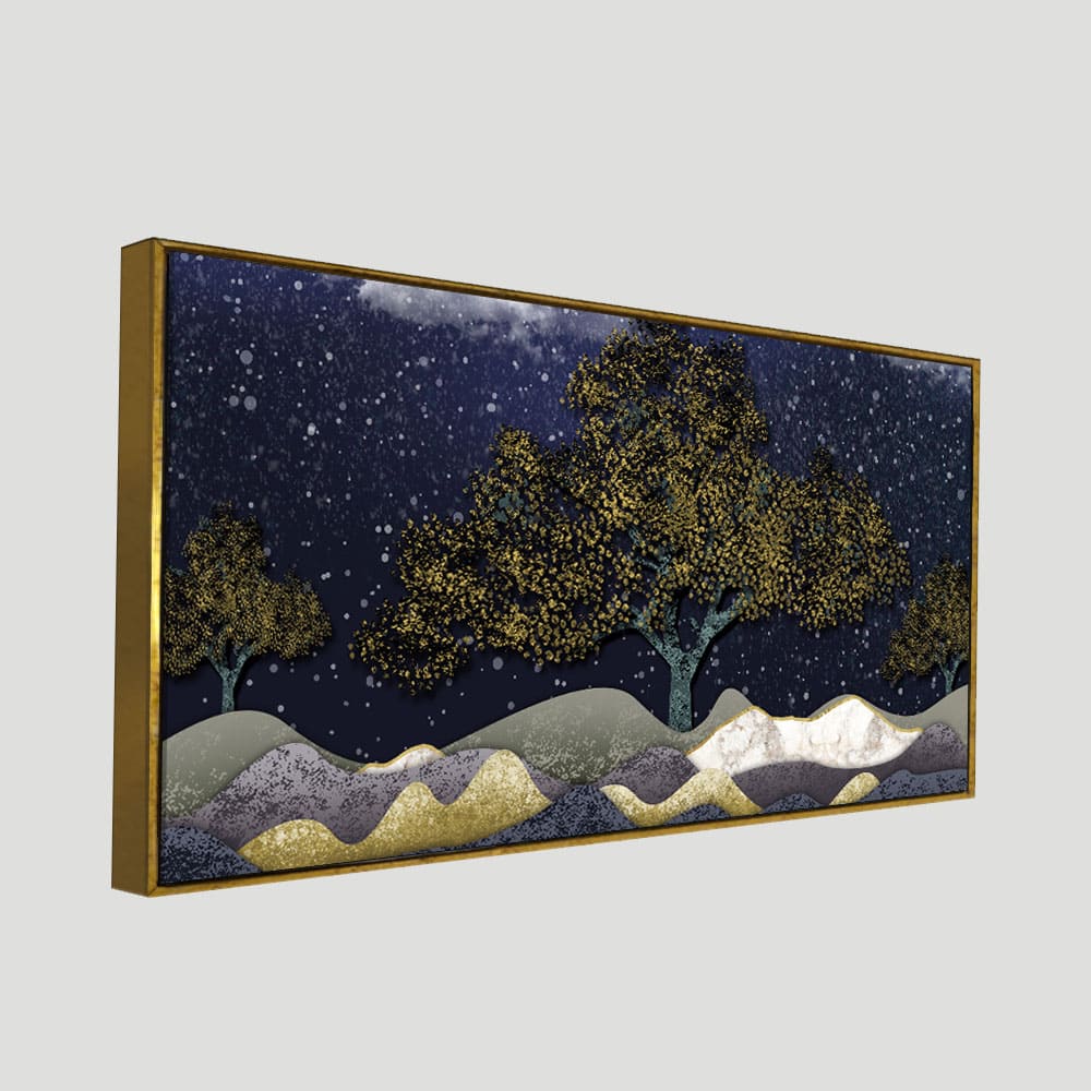 Beautiful Dark Blue Snowy Background Canvas Wall Painting - Decor Smart