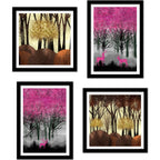 Beautiful Dark Forest Deer Wall Frame Set of Four