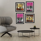 Beautiful Dark Forest Deer Wall Frame Set of Four
