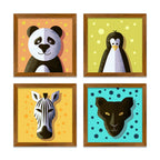 Beautiful Decorative Face Art for Kids Wall Frame Set of Four