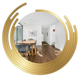 Beautiful Decorative Wooden Wall Mirror Round Shape with Golden Finish Frame - Decor Smart