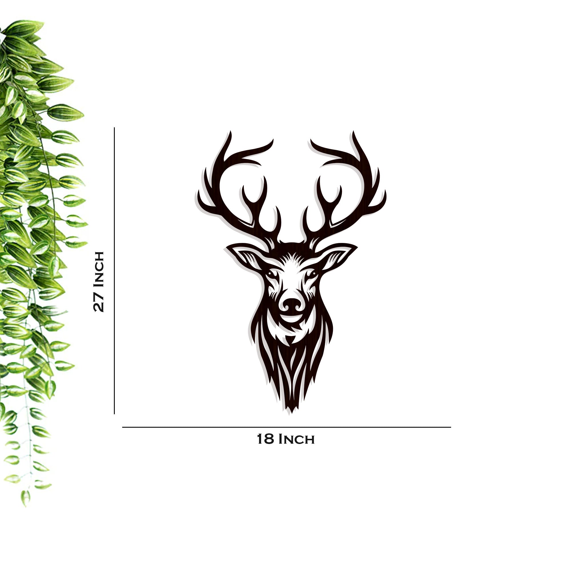 Beautiful Deer Head Premium Backlit Wooden Wall Hanging with LED Night Light Walnut Finish - Decor Smart