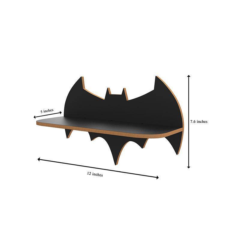 Beautiful Design Batman Shaped Wooden Wall Shelf Set Of Four - Decor Smart