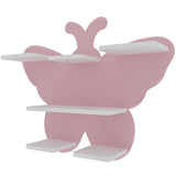 Beautiful Designer Pink Butterfly Wooden Wall Shelf for Kids - Decor Smart