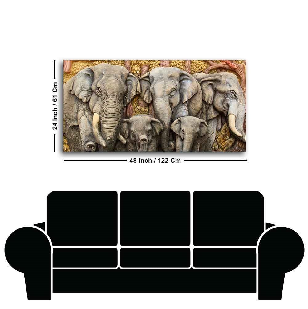 Beautiful Elephant Native Thai style Molding art wall Painting - Decor Smart