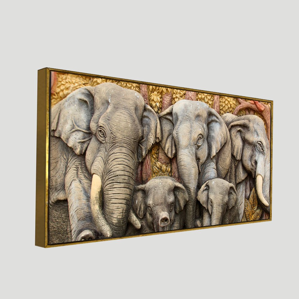 Beautiful Elephant Native Thai style Molding art wall Painting - Decor Smart