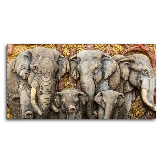 Beautiful Elephant Native Thai style Molding art wall Painting - Decor Smart