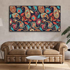 Beautiful Floral Madhubani Art Canvas Wall Painting
