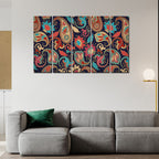 Beautiful Floral Madhubani Art Wall Painting Set of Five
