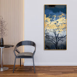 Beautiful Forest at Night with Gold Leaf Tree Canvas Wall Painting - Decor Smart