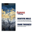 Beautiful Forest at Night with Gold Leaf Tree Canvas Wall Painting