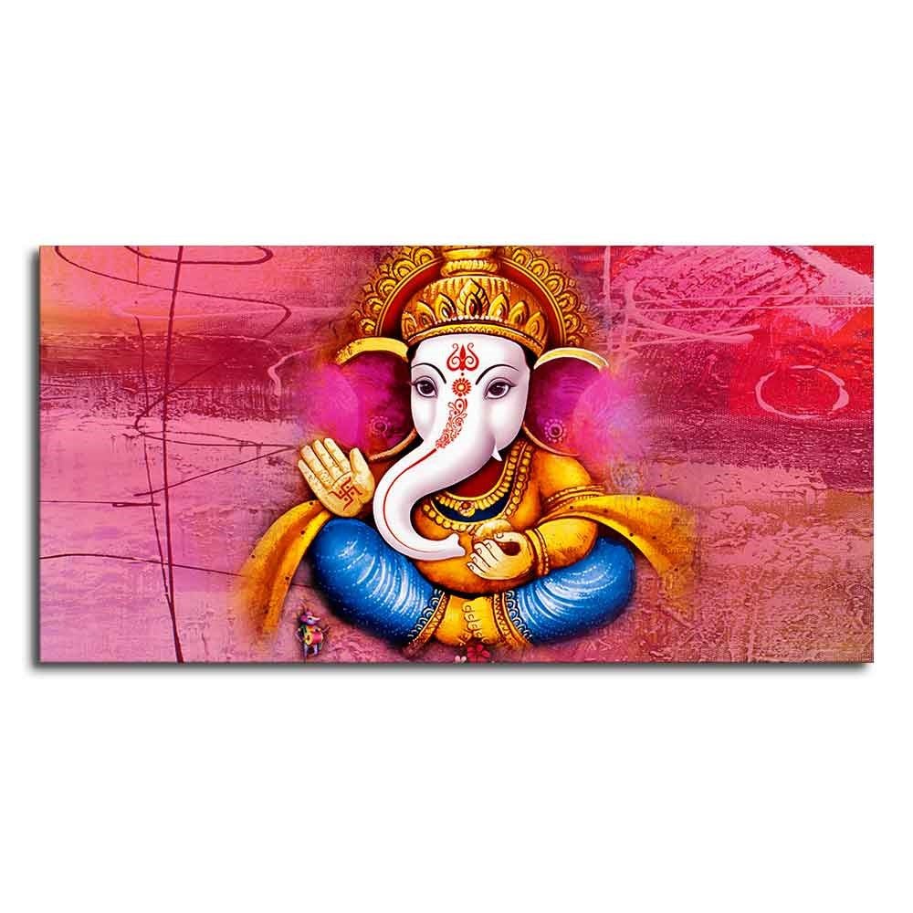 Beautiful Ganesha Abstract Art Canvas Wall Painting - Decor Smart