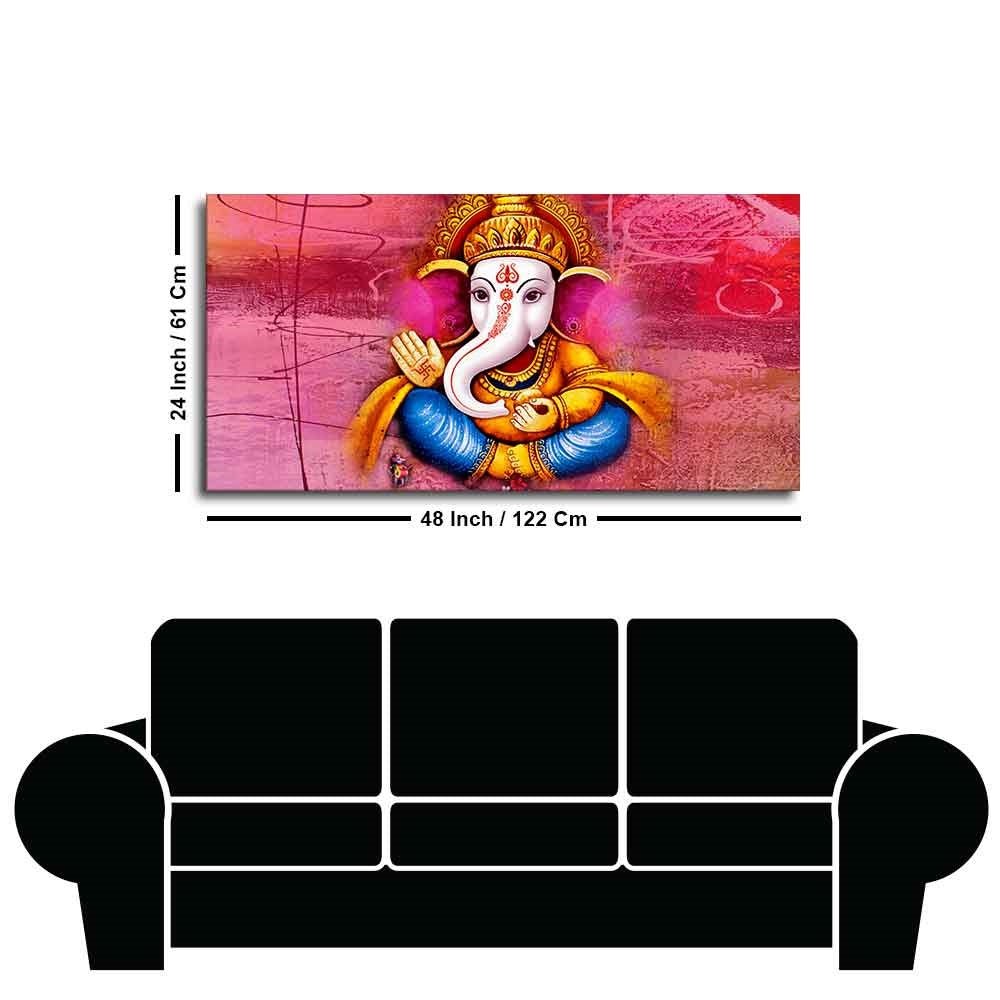 Beautiful Ganesha Abstract Art Canvas Wall Painting - Decor Smart