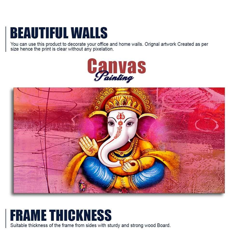 Beautiful Ganesha Abstract Art Canvas Wall Painting - Decor Smart