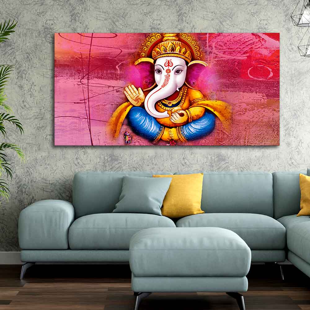 Beautiful Ganesha Abstract Art Canvas Wall Painting - Decor Smart