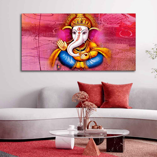 Beautiful Ganesha Abstract Art Canvas Wall Painting - Decor Smart