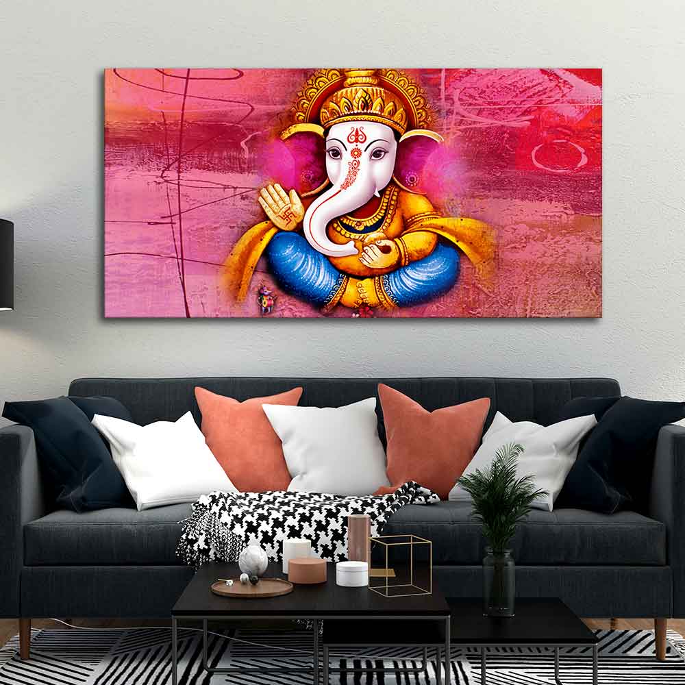 Beautiful Ganesha Abstract Art Canvas Wall Painting - Decor Smart