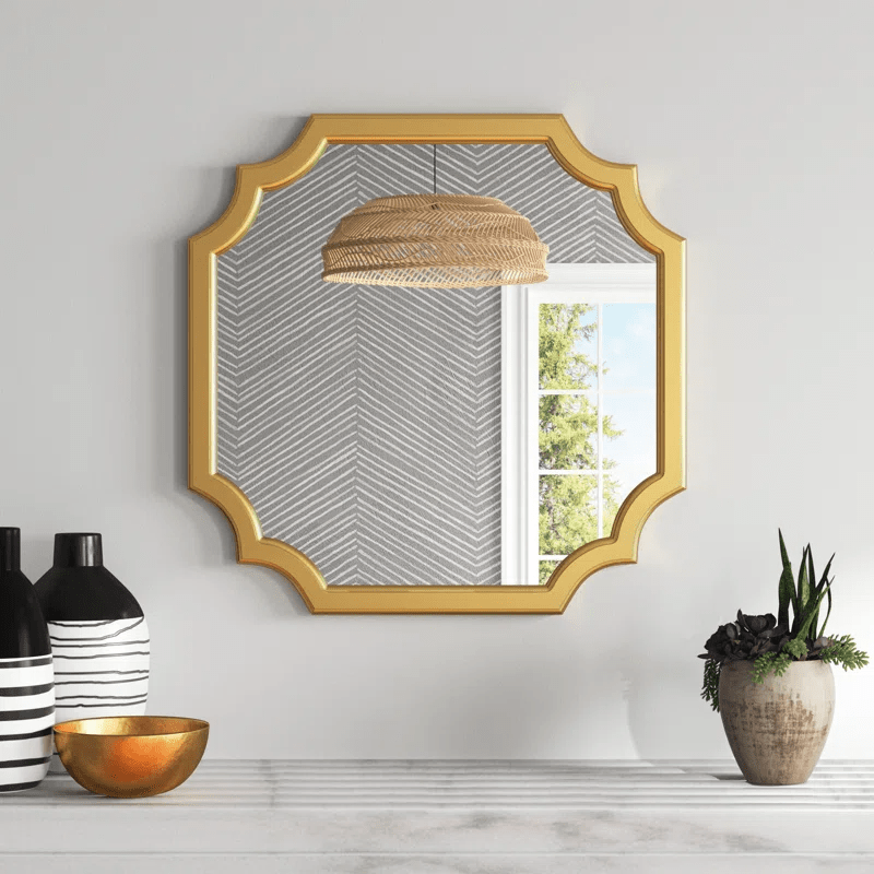 Beautiful Golden Artistic Designer Metal Framed Finish Wall Mirror - Decor Smart