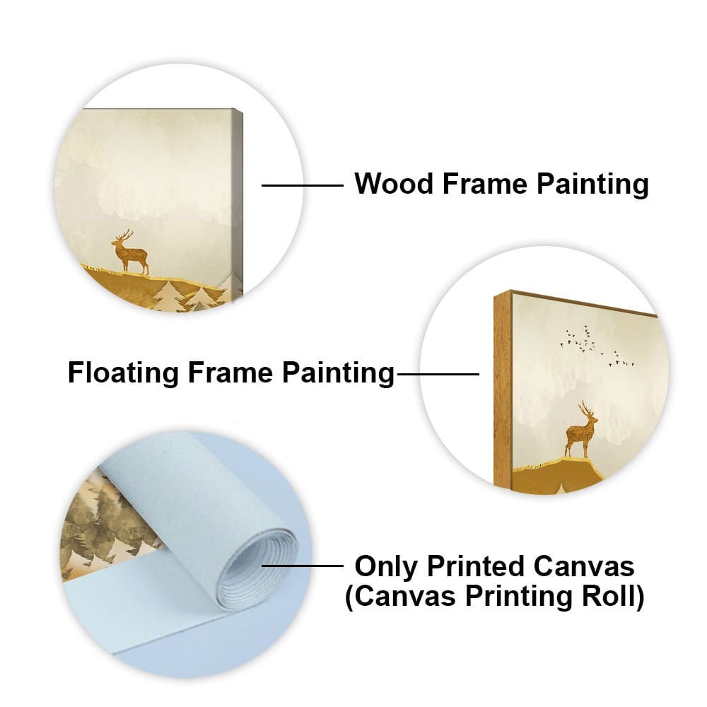 Beautiful Golden Deers Premium Canvas Wall Painting - Decor Smart