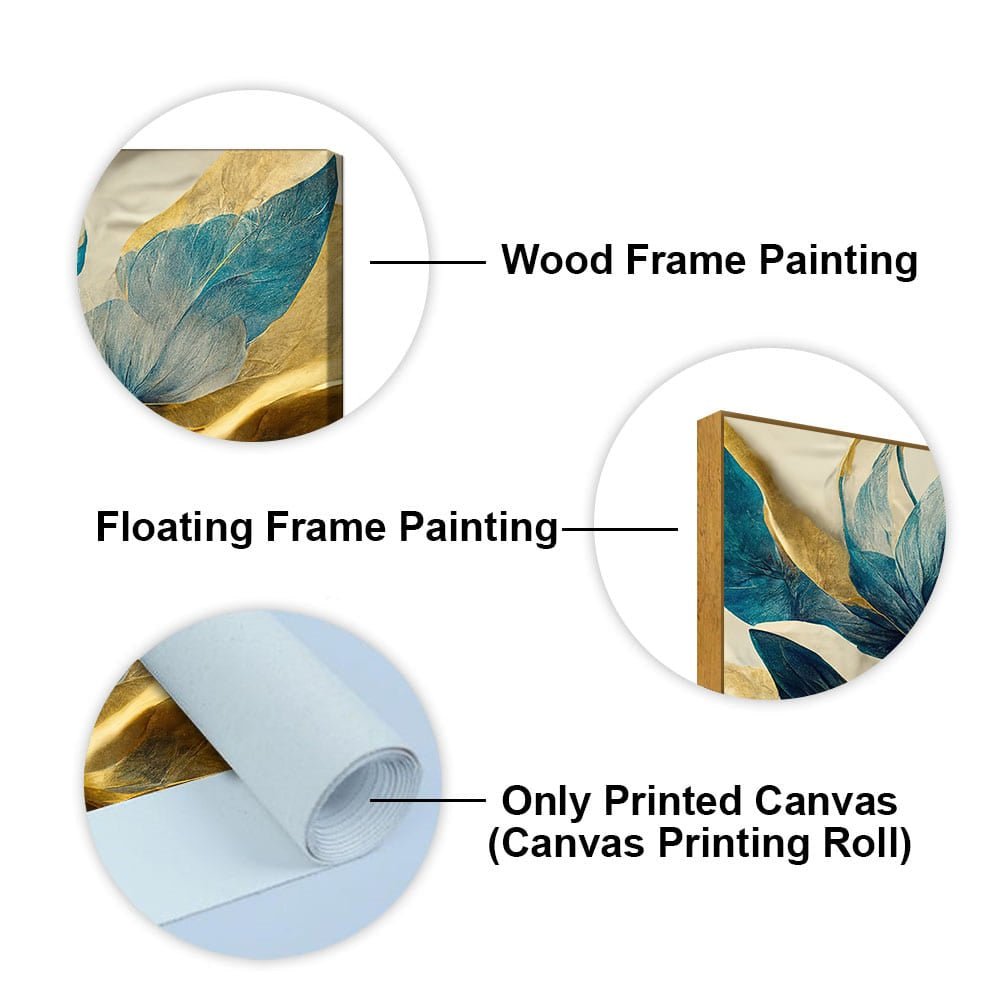 Beautiful Golden Flower and Waves Canvas Wall Painting | Decor Smart