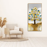 Beautiful Golden Flowers and Turquoise Mountains Canvas Wall Painting - Decor Smart