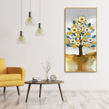 Beautiful Golden Flowers and Turquoise Mountains Canvas Wall Painting - Decor Smart