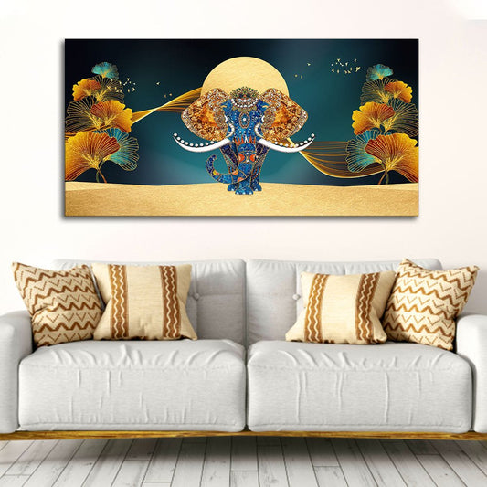 Golden Elegance – Elephant Canvas Painting by Decor Smart