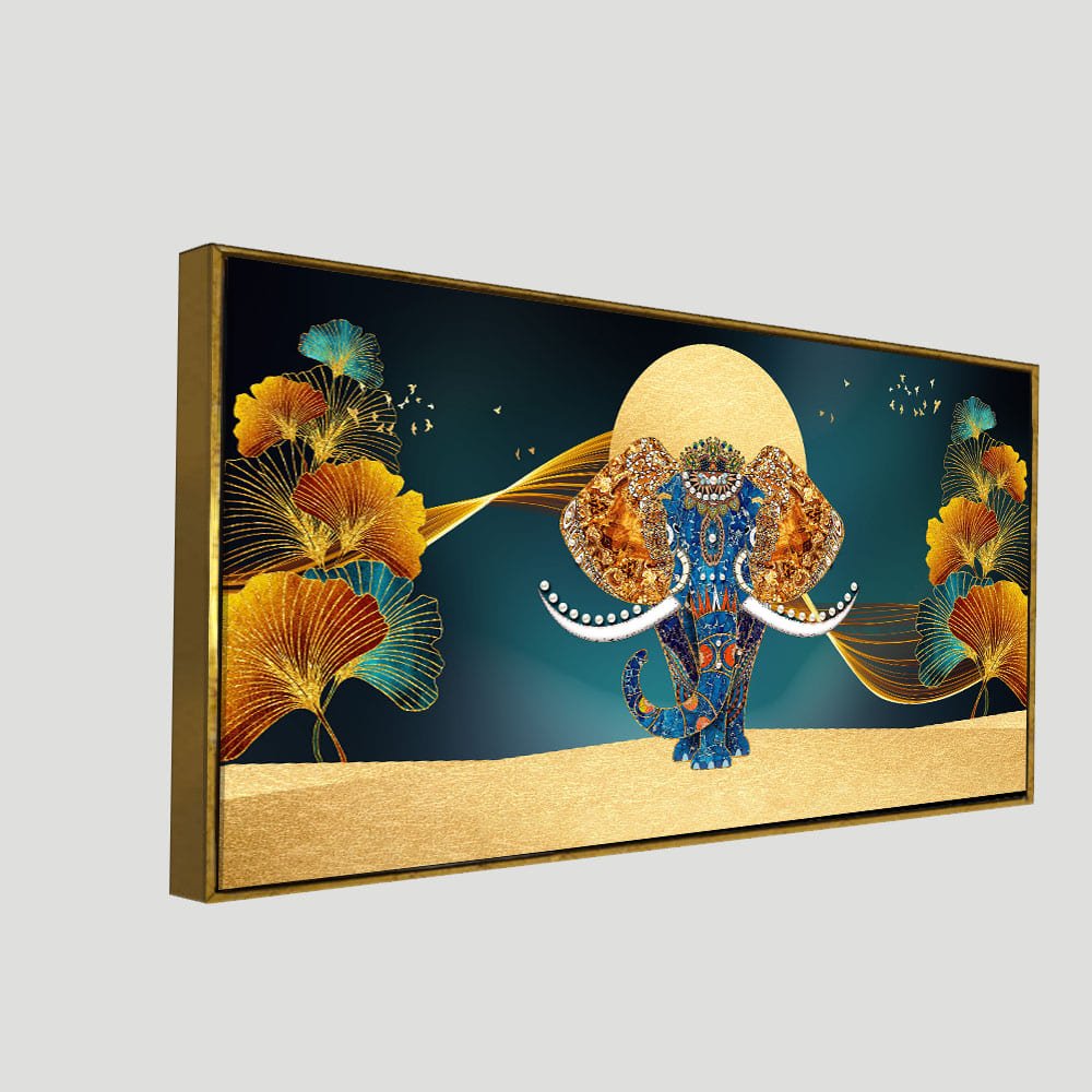 Golden Elegance – Elephant Canvas Painting by Decor Smart