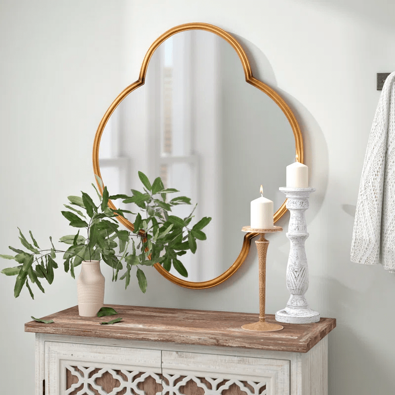 Beautiful Golden Framed Metal Finish Wall Mirror - Decor Smart