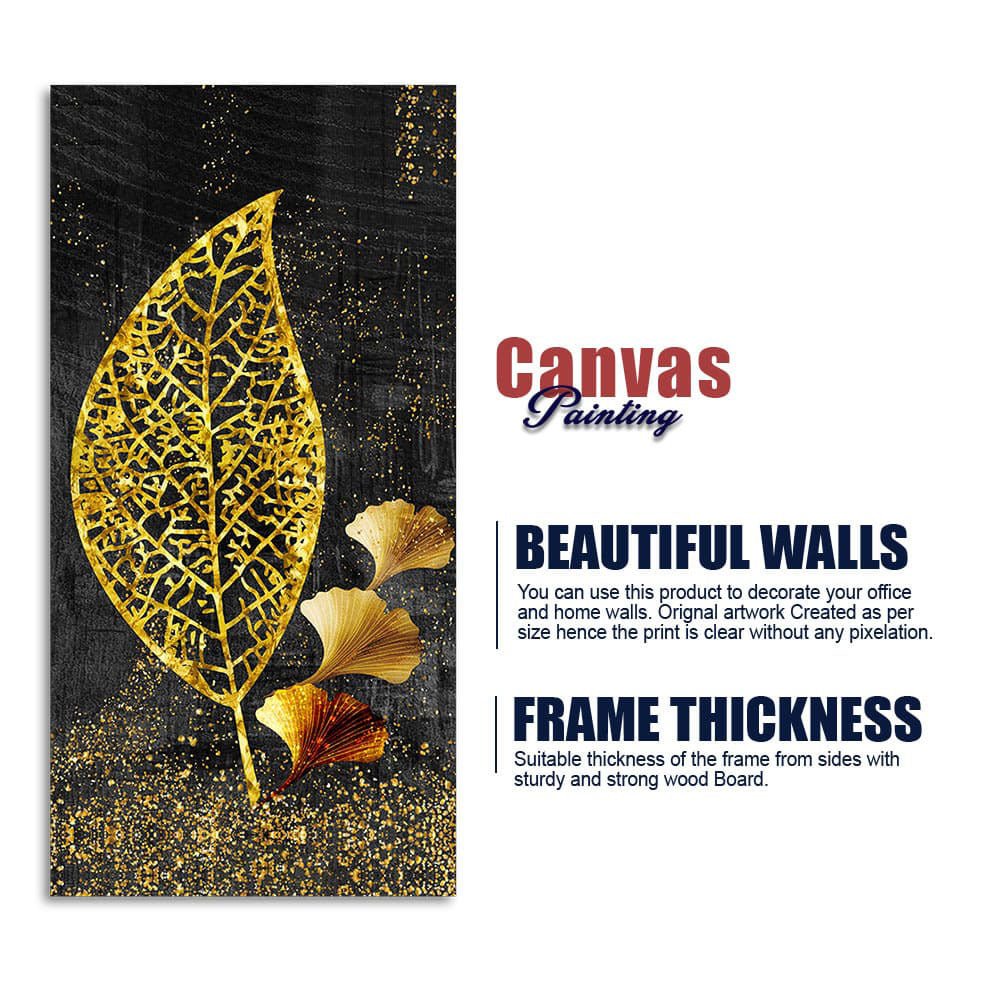 Beautiful Golden Ginkgo Leaf Canvas Wall Painting - Decor Smart