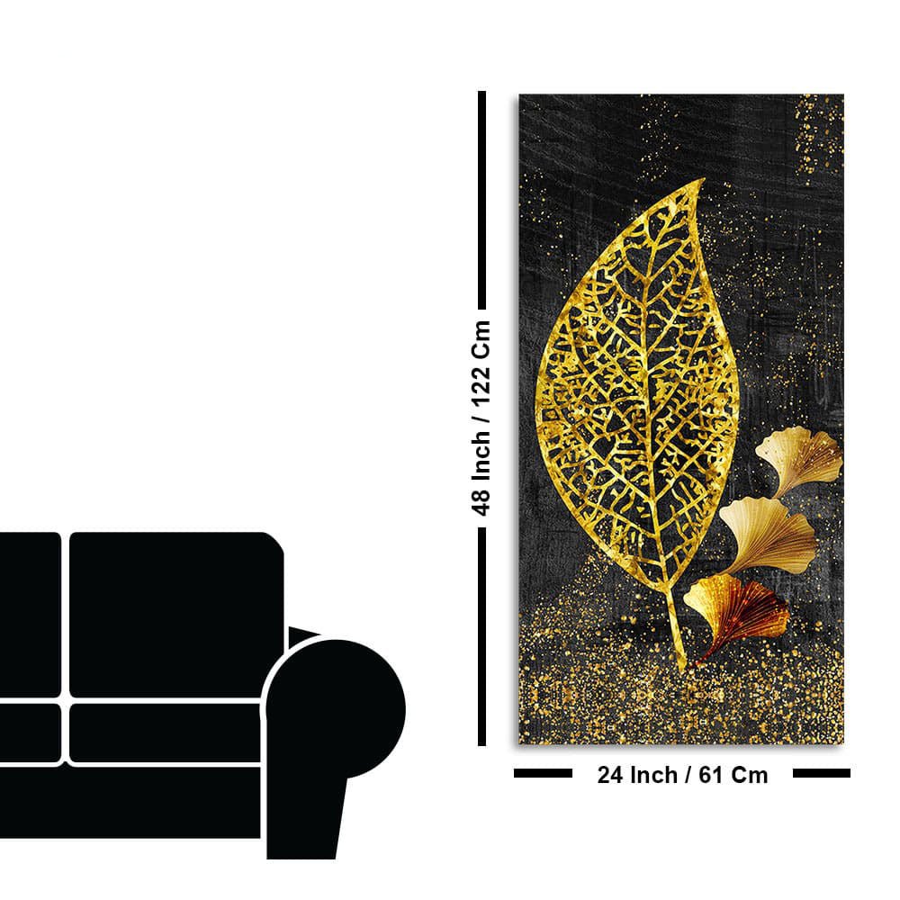 Beautiful Golden Ginkgo Leaf Canvas Wall Painting - Decor Smart