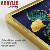 Beautiful Golden Leaves Acrylic Floating Wall Painting Set of 2 - Decor Smart