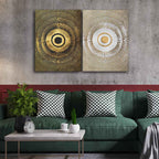 Beautiful Golden Pattern Canvas Wall Painting of Two Pieces
