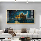 Beautiful Golden Temple with Constellation Premium Acrylic Floating Wall Painting - Decor Smart