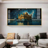 Beautiful Golden Temple with Constellation Premium Acrylic Floating Wall Painting - Decor Smart