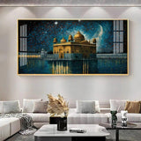Beautiful Golden Temple with Constellation Premium Acrylic Floating Wall Painting - Decor Smart