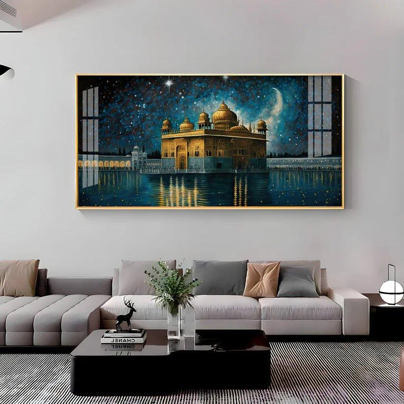Beautiful Golden Temple with Constellation Premium Acrylic Floating Wall Painting - Decor Smart