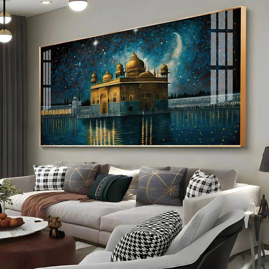 Beautiful Golden Temple with Constellation Premium Acrylic Floating Wall Painting - Decor Smart