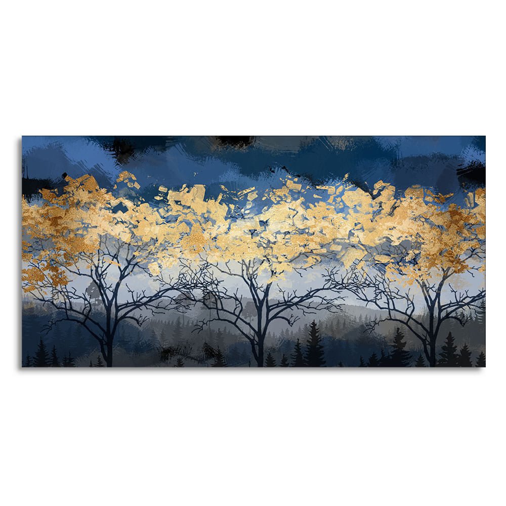 Beautiful Golden Tree Abstract Design Premium Canvas Wall Painting - Decor Smart
