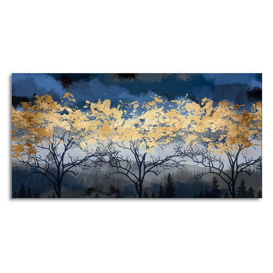 Beautiful Golden Tree Abstract Design Premium Canvas Wall Painting - Decor Smart