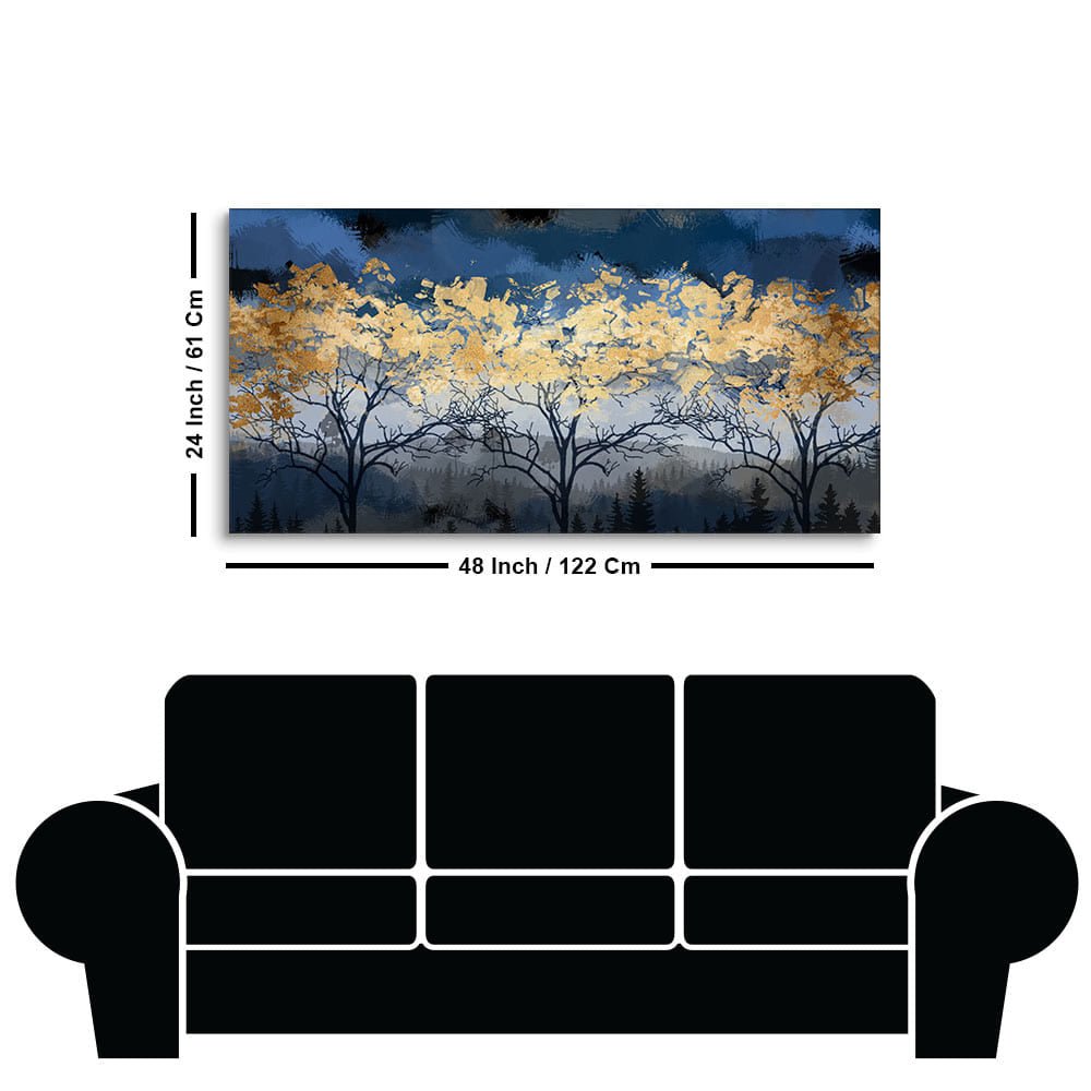 Beautiful Golden Tree Abstract Design Premium Canvas Wall Painting - Decor Smart