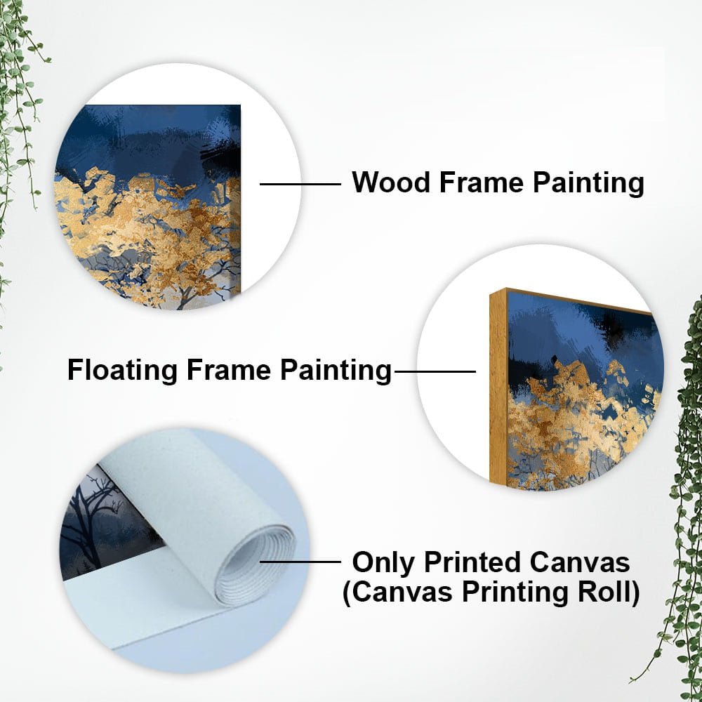 Beautiful Golden Tree Abstract Design Premium Canvas Wall Painting - Decor Smart